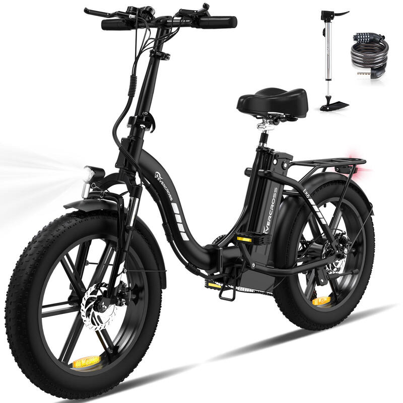 Bicicleta eléctrica plegable para adulto EVERCROSS - EK6 Negra