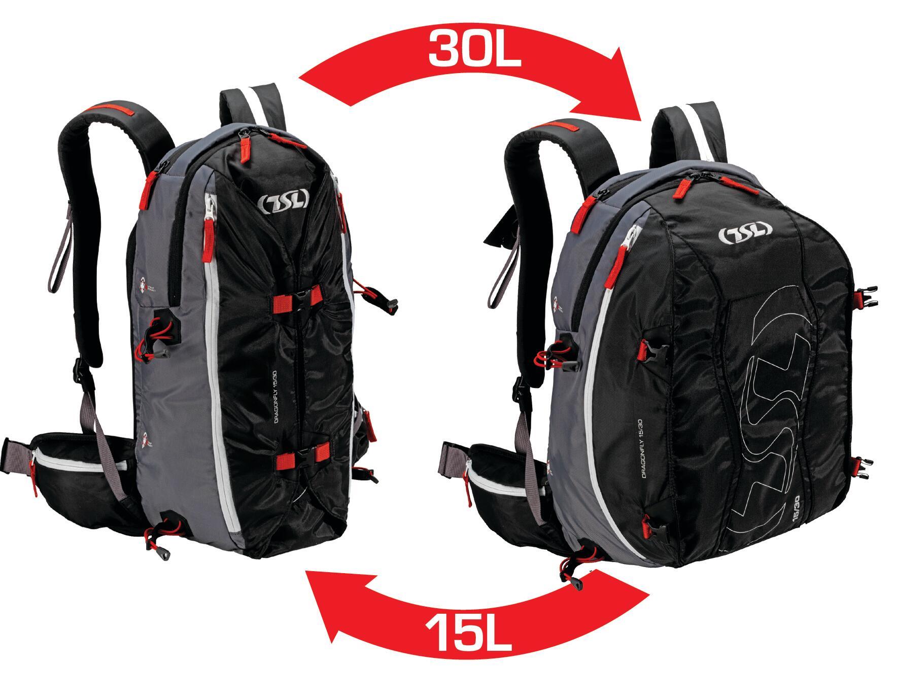 Mochila de caminhada dragonfly variável 15l a 30l