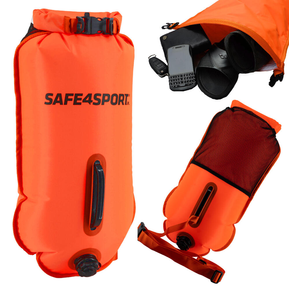 SAFE4SPORT Záchranná bójka s kapsou na věci MasterSwimmer Active + vnější kapsa