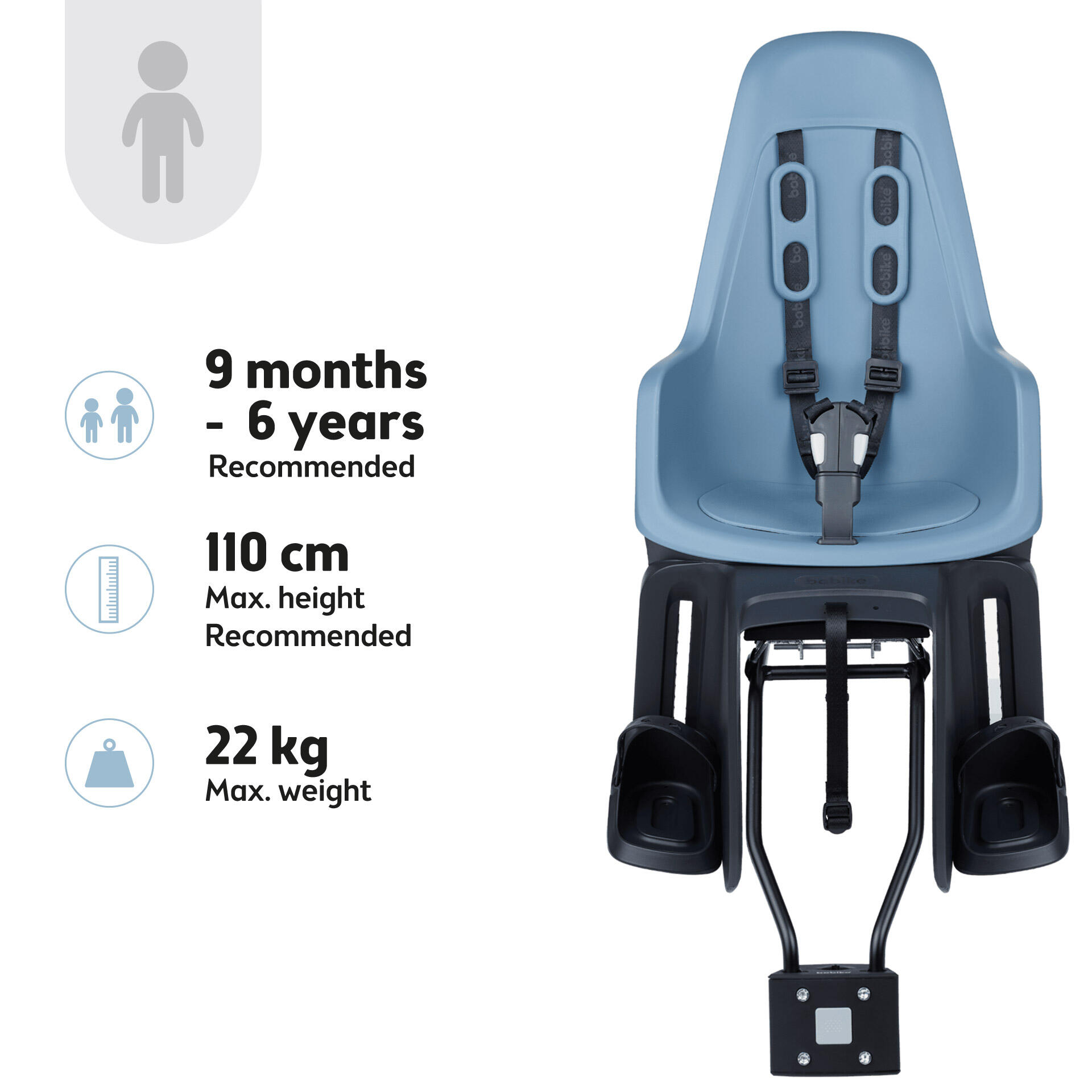 Silla Bicicleta Trasera Ninõ Cuadro & Portaequipajes Azul Citadel 3/9