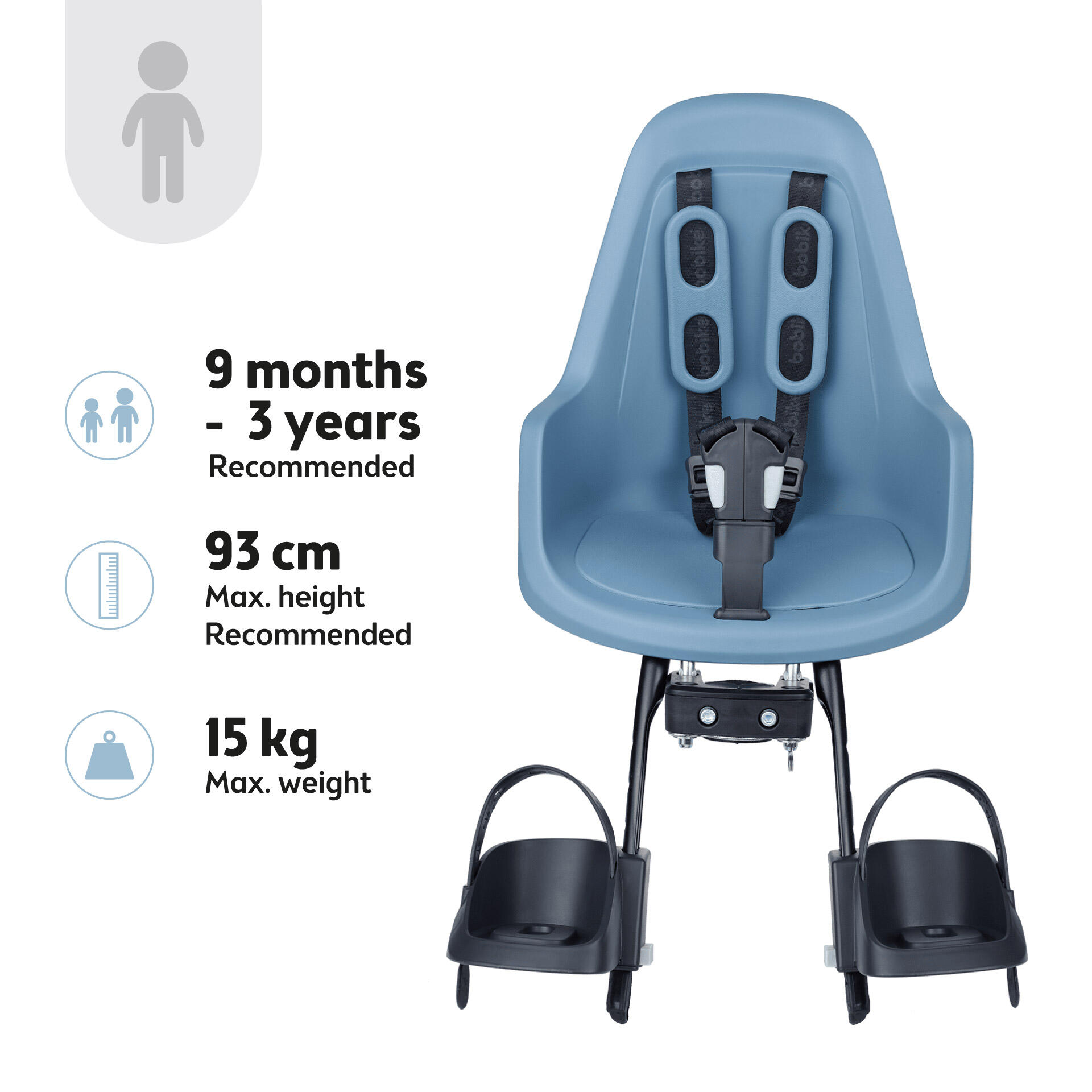 Siège Vélo Avant Pour Enfant ONE Bleu Citadelle 5/7