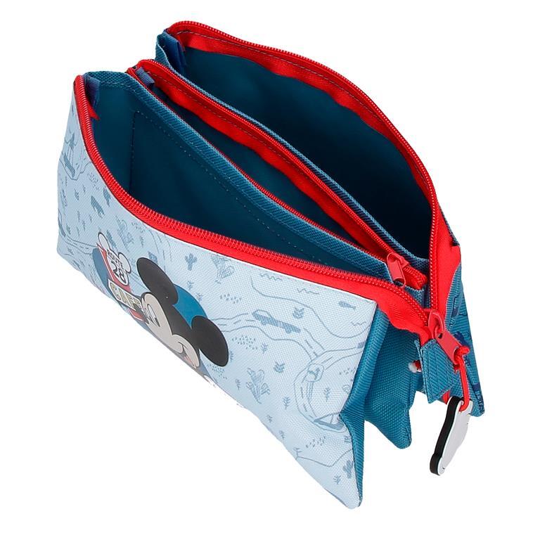 Trousse trois compartiments enfant Disney Mickey Road Trip 12cm Bleu 3/4