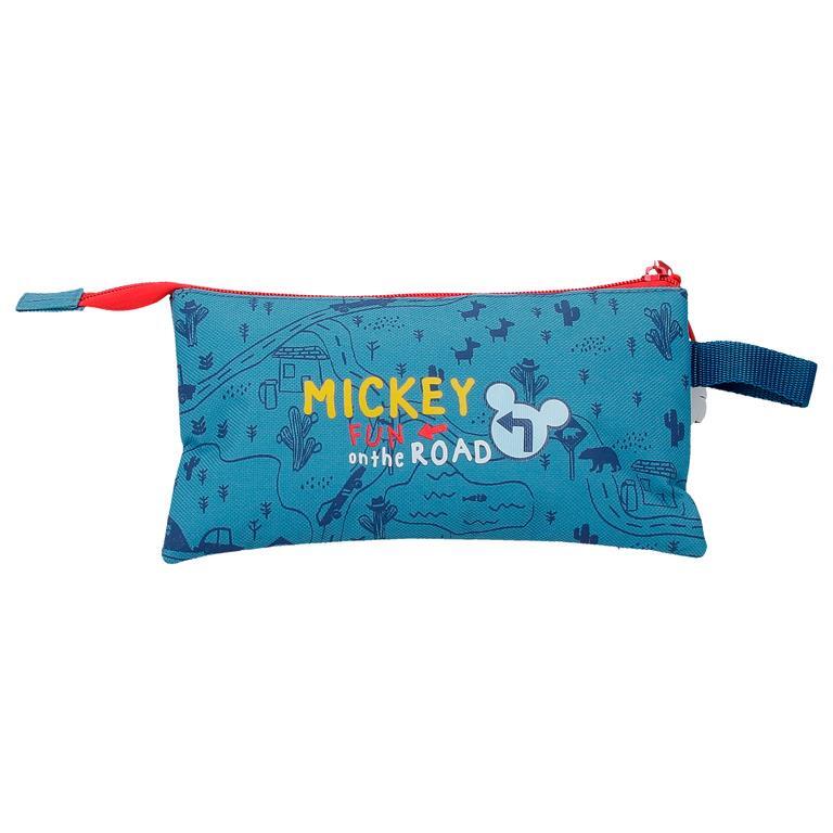 Trousse trois compartiments enfant Disney Mickey Road Trip 12cm Bleu 2/4
