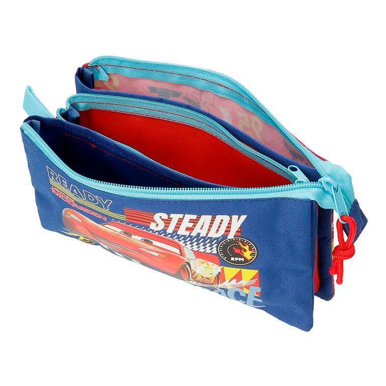 Estuche tres compartimentos Niño Disney Cars Lets race  12 cm Rojo