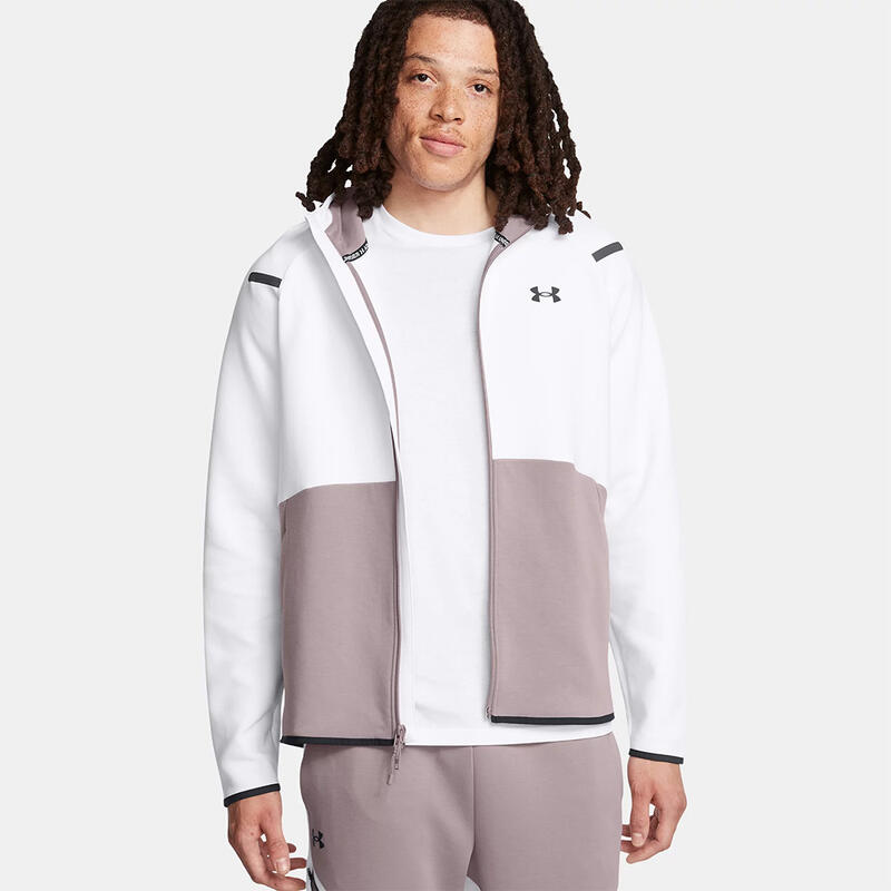 Veste À Capuche Under Armour Inarrêtable Fleece Homme Blanc Et Tetra Gris