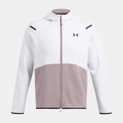 Veste met capuchon under armour onstuitbaar fleece wit en tetra grijs