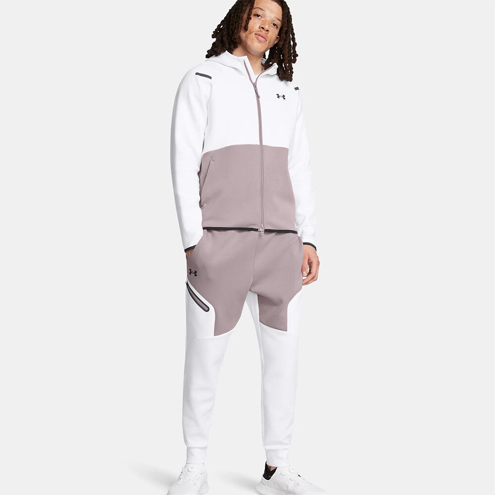 Veste à capuche Under Armour Inarrêtable Fleece Homme Blanc et Tetra Gris 6/6