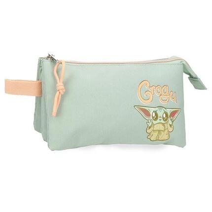 Estuche tres compartimentos Unisex Star wars Grogu 12 cm Verde