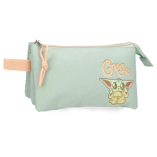 Estuche tres compartimentos Unisex Star wars Grogu 12 cm Verde