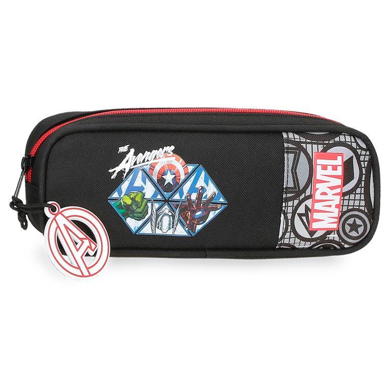 Estuche tres compartimentos Niño Marvel Heroes  7 cm Negro