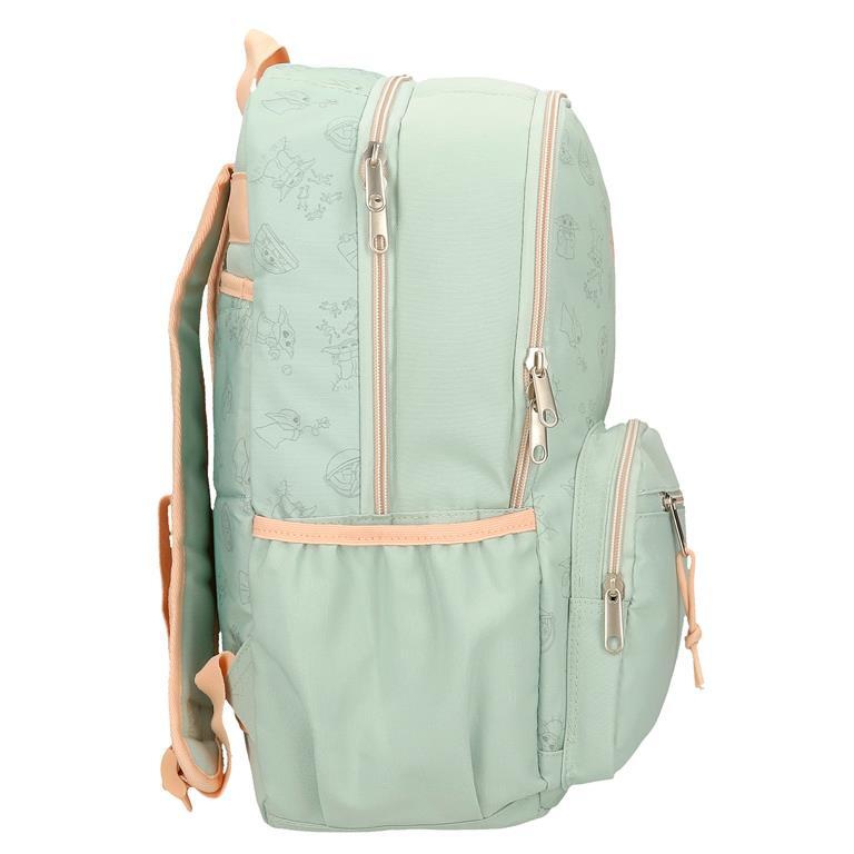 Mochila escolar Unisex Star Wars Grogu de dois compartimentos 44cm Verde 2/7