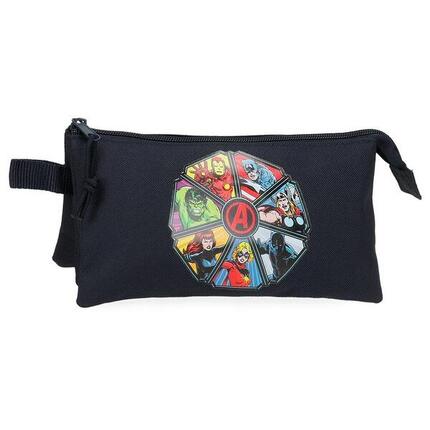 Estuche tres compartimentos Niño Marvel Avengers To the power 12 cm Negro