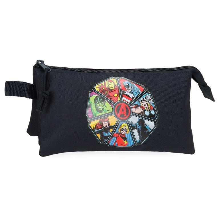 Estuche tres compartimentos Niño Marvel Avengers To the power  12 cm Negro