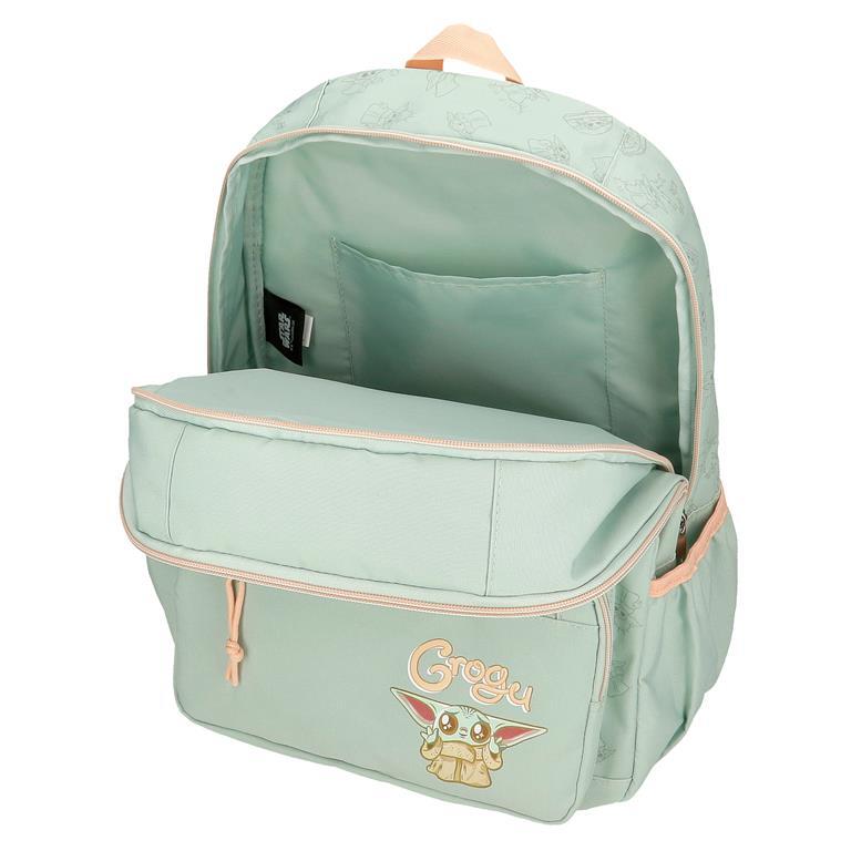 Mochila escolar Unisex Star Wars Grogu de dois compartimentos 44cm Verde 4/7