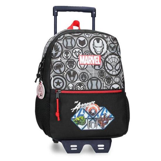 Mochila escolar Niño Marvel Heroes con carro 32 cm Negro