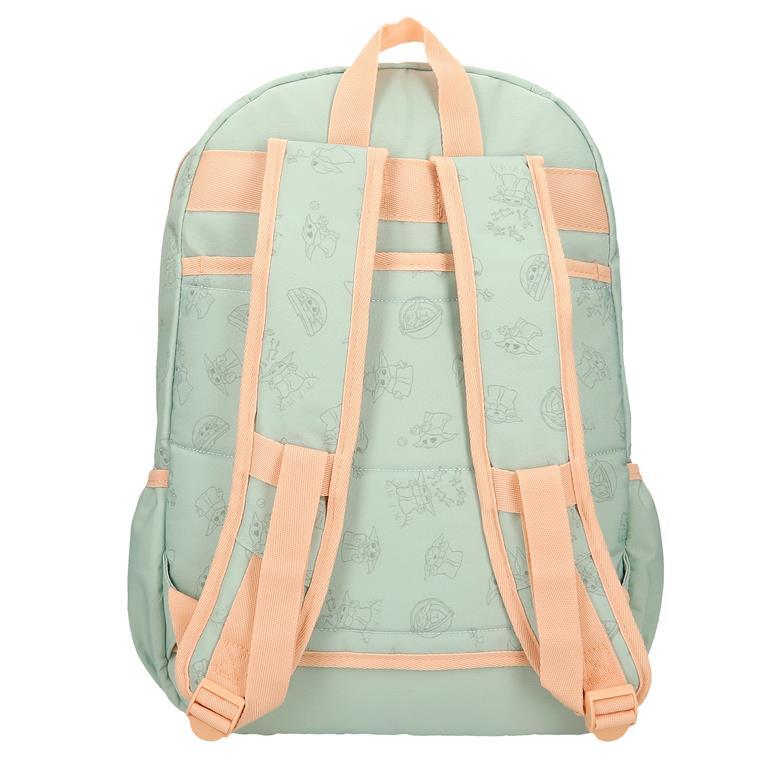 Mochila escolar Unisex Star Wars Grogu de dois compartimentos 44cm Verde 3/7