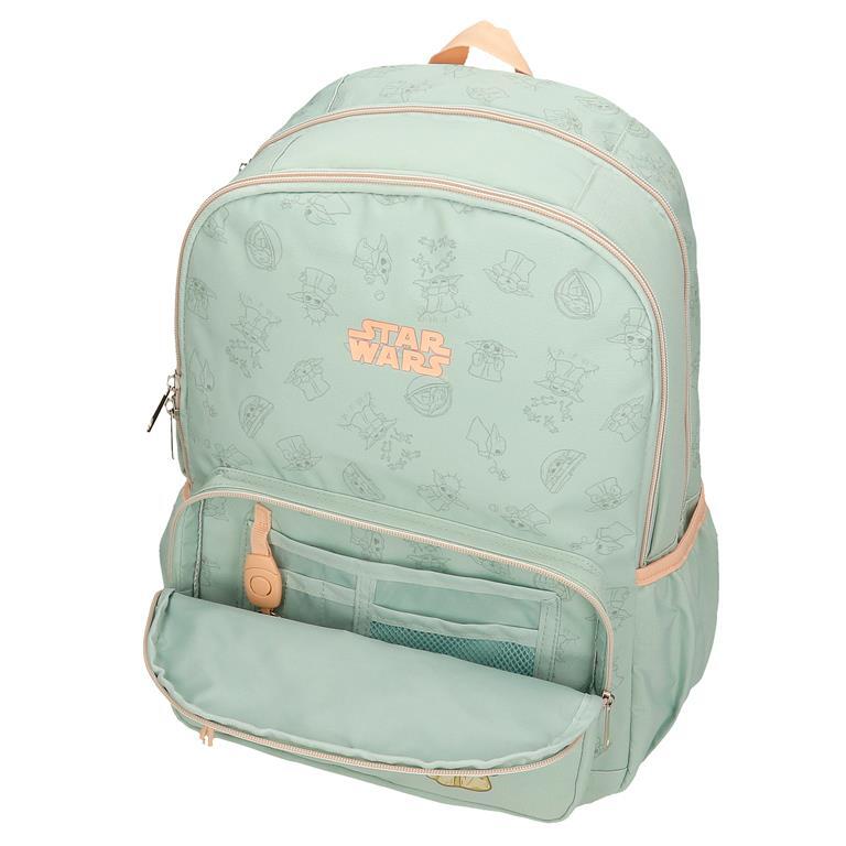 Mochila escolar Unisex Star Wars Grogu de dois compartimentos 44cm Verde 5/7