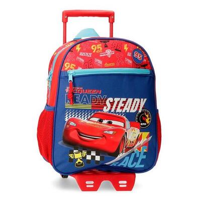 Mochila escolar Niño Disney Cars Lets race con carro 33 cm Rojo