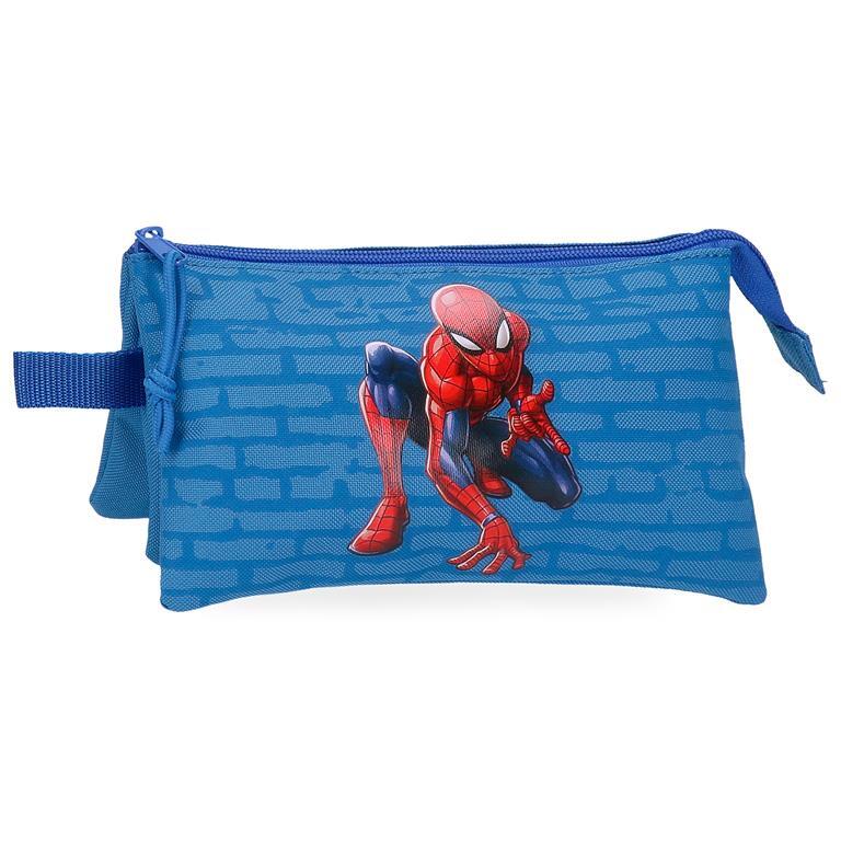 Estuche tres compartimentos Niño Marvel Spiderman vigilante  12 cm Azul