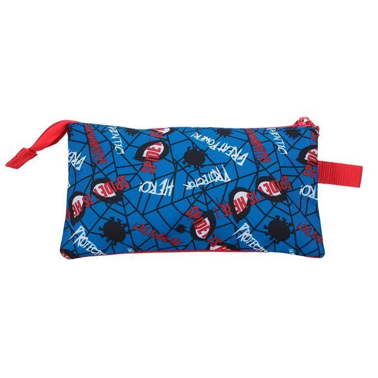 Estuche tres compartimentos Niño Marvel Spiderman Authentic  12 cm Rojo