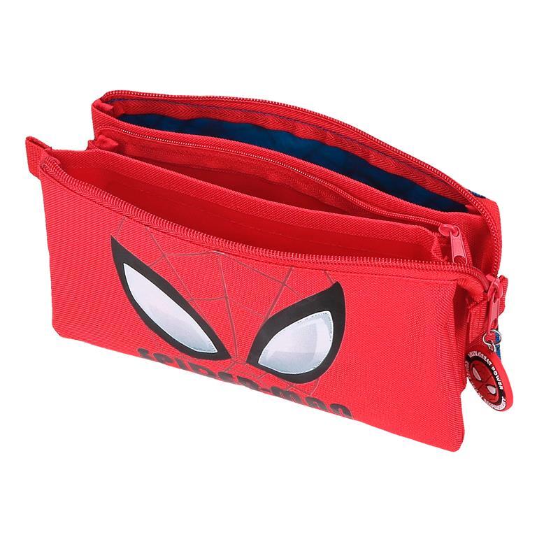 Estuche tres compartimentos Niño Marvel Spiderman Authentic  12 cm Rojo