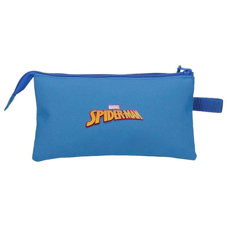 Estuche tres compartimentos Niño Marvel Spiderman vigilante  12 cm Azul