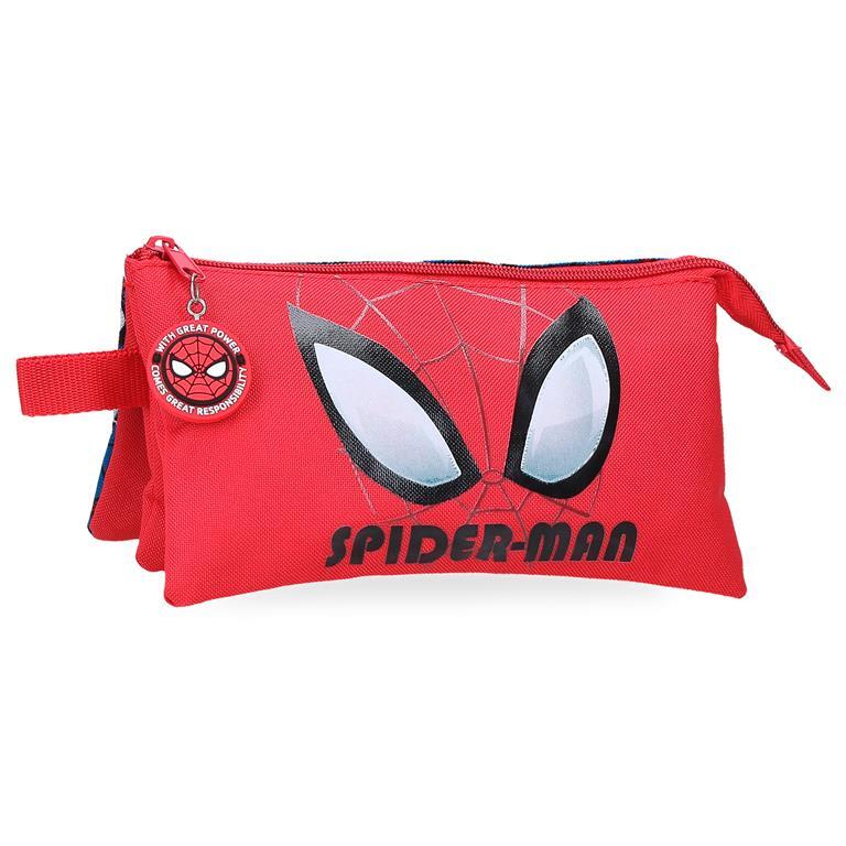 Estuche tres compartimentos Niño Marvel Spiderman Authentic  12 cm Rojo