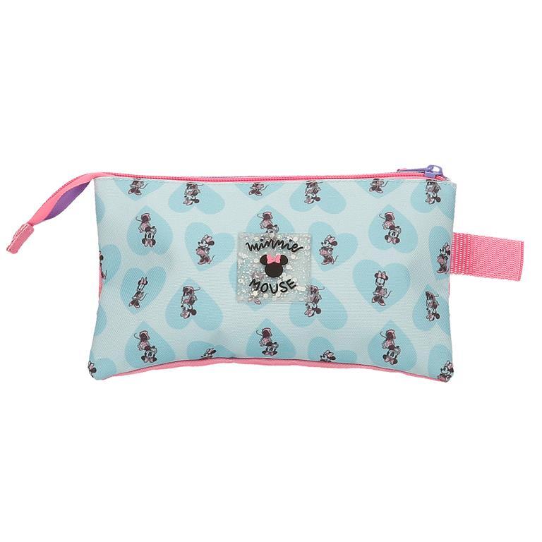Trousse trois compartiments Fille Disney Minnie My happy place 12cm Bleu 2/5
