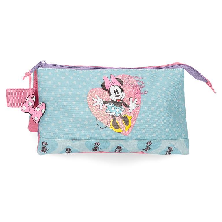 Estuche tres compartimentos Niña Disney Minnie My happy place  12 cm Azul