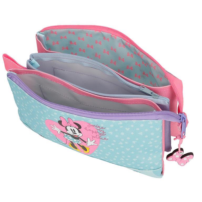 Trousse trois compartiments Fille Disney Minnie My happy place 12cm Bleu 3/5