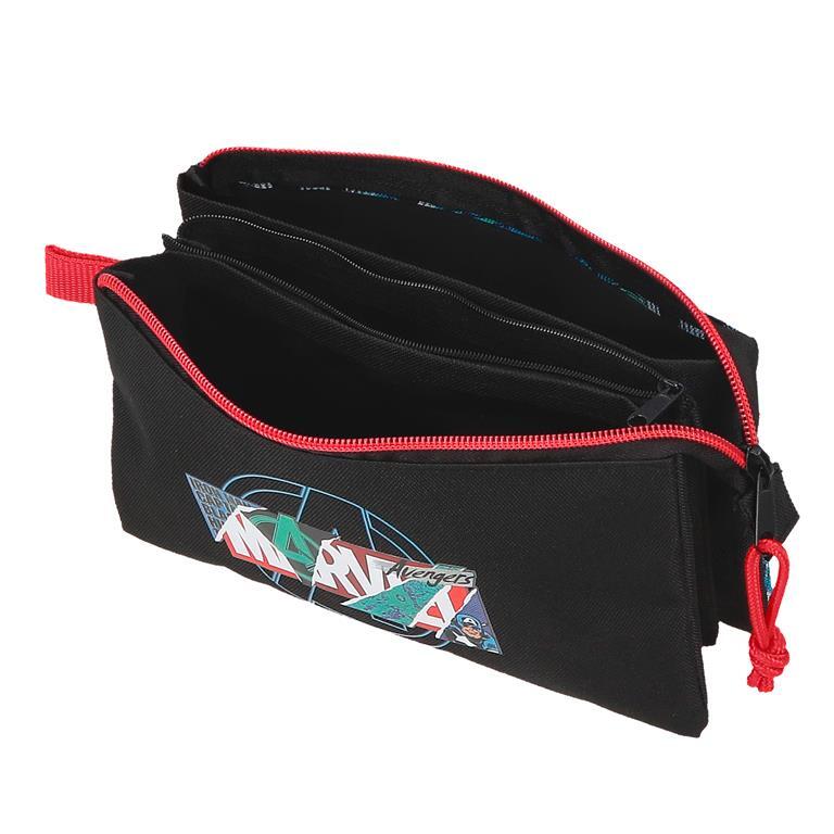 Estuche tres compartimentos Niño Marvel Shield  12 cm Negro