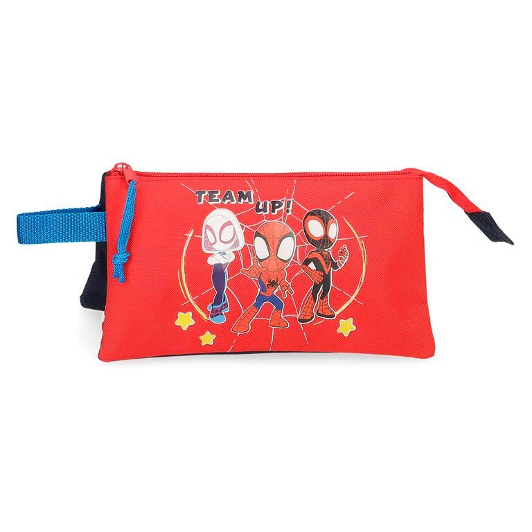 Estuche tres compartimentos Niño Marvel Spidey and Friends  12 cm Rojo