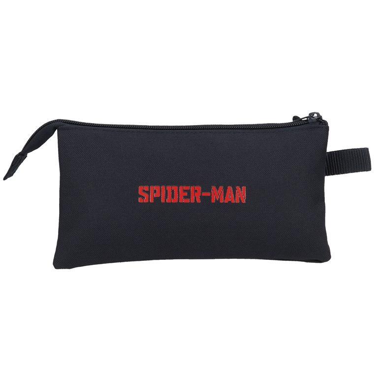 Estuche tres compartimentos Niño Marvel Spiderman Attack  12 cm Negro