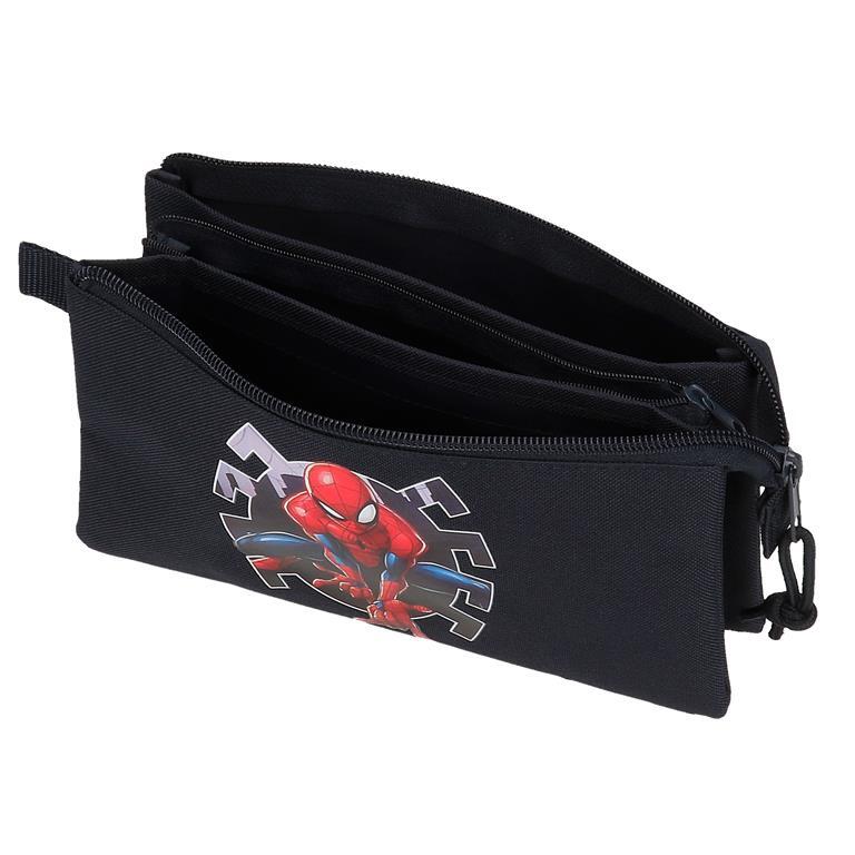 Estojo de três compartimentos menino Marvel Spiderman Attack 12cm Preto 4/6