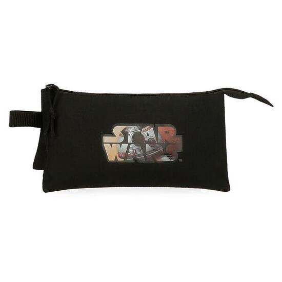Estuche tres compartimentos Unisex Star wars Retro 12 cm Negro
