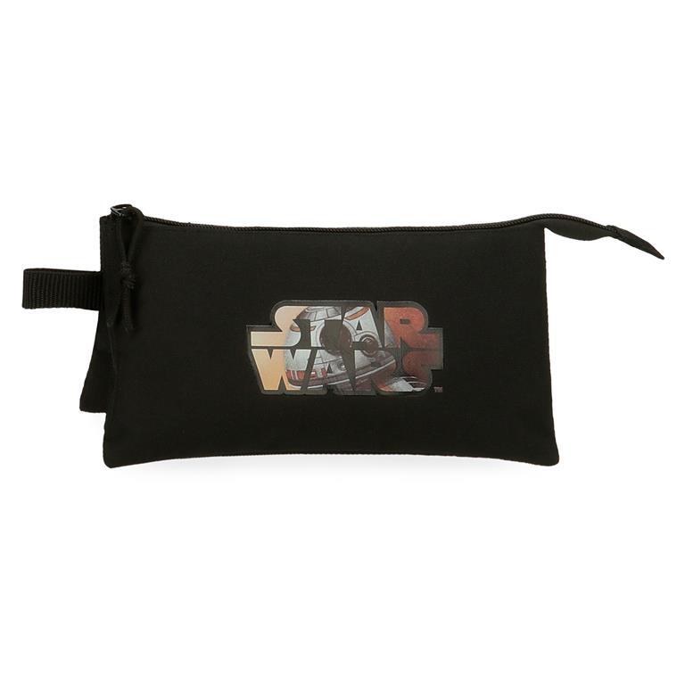 Estuche tres compartimentos Unisex Star wars Retro  12 cm Negro