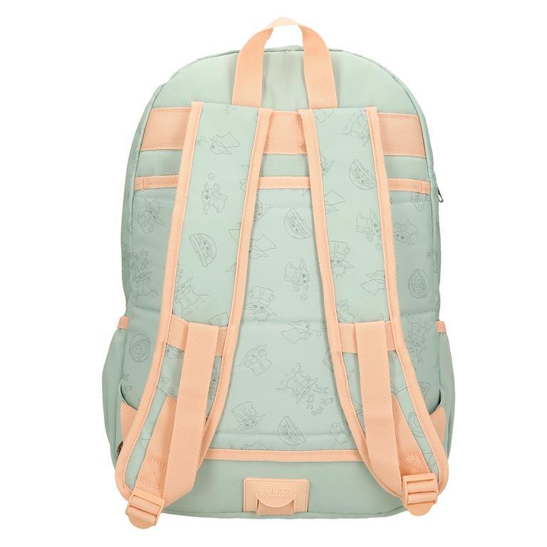 Mochila escolar Unisex Star Wars Grogu de dois compartimentos 44cm Verde 3/7