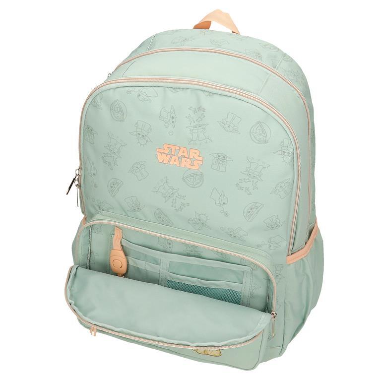 Mochila escolar Unisex Star wars Grogu dos compartimentos 44 cm Verde