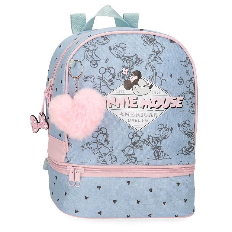 Mochila portamerienda Niña Disney Minnie American darling  28 cm Azul