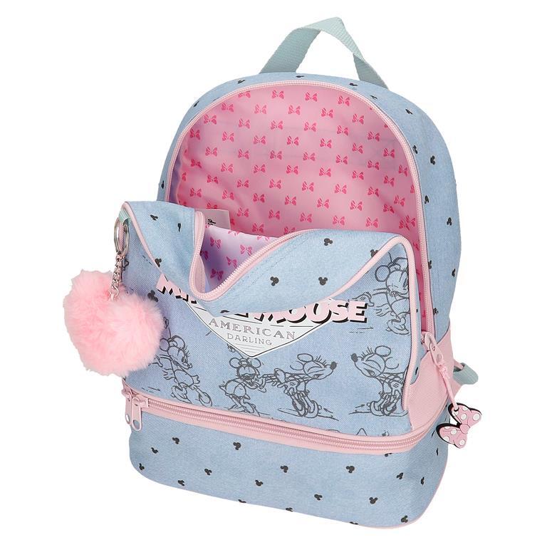 Mochila portamerienda Niña Disney Minnie American darling  28 cm Azul