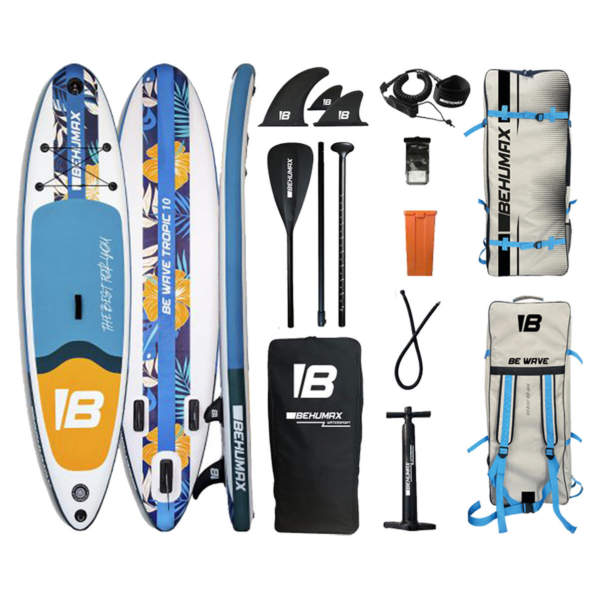 Set Prancha paddle surf hinchable Be Wave tropic 10 + Mochila Explorer 90L 1/6