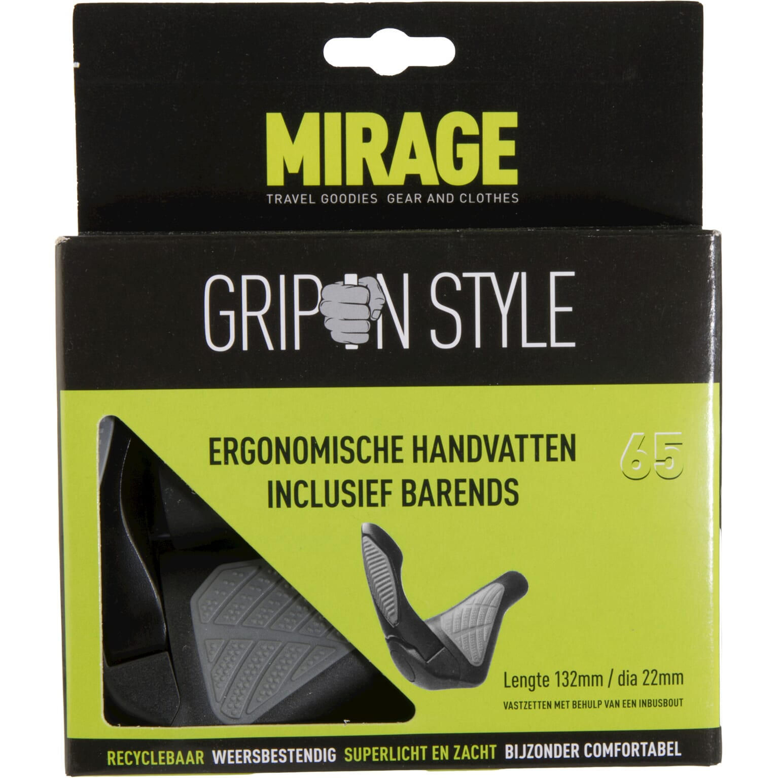 Paire de poignées Grips style #65 - L = 134/134 mm avec barres - noir 1/2