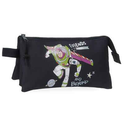Astuccio tre scomparti Bambino Disney Friends to Infinity and Beyond 12 cm Nero