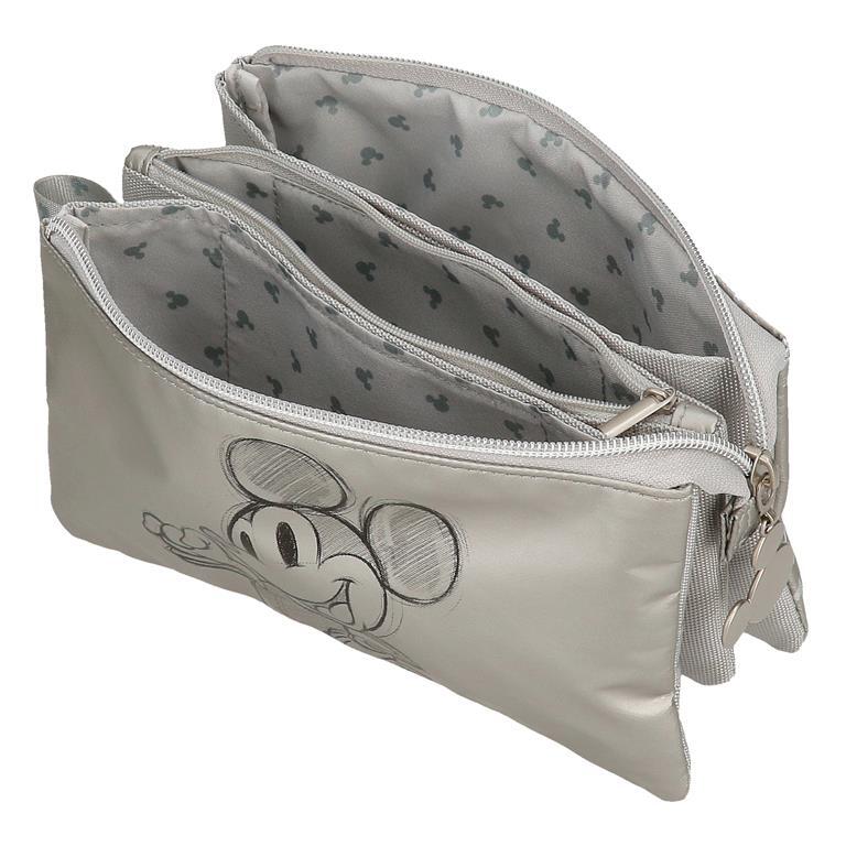 Estuche tres compartimentos Niña Disney Mickey 100  12 cm Gris