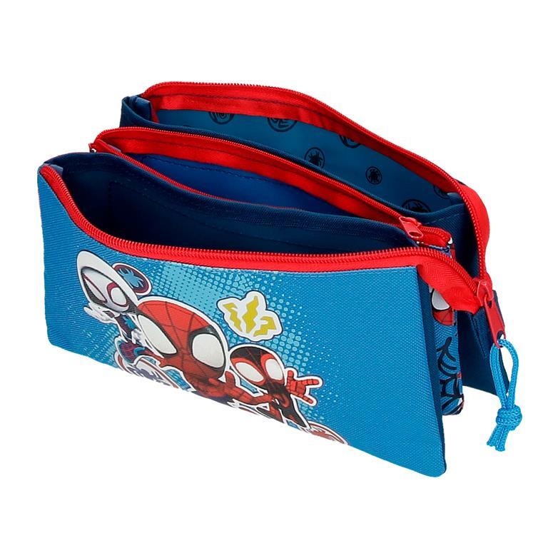 Estuche tres compartimentos Niño Marvel Spidey Go webs go  12 cm Azul