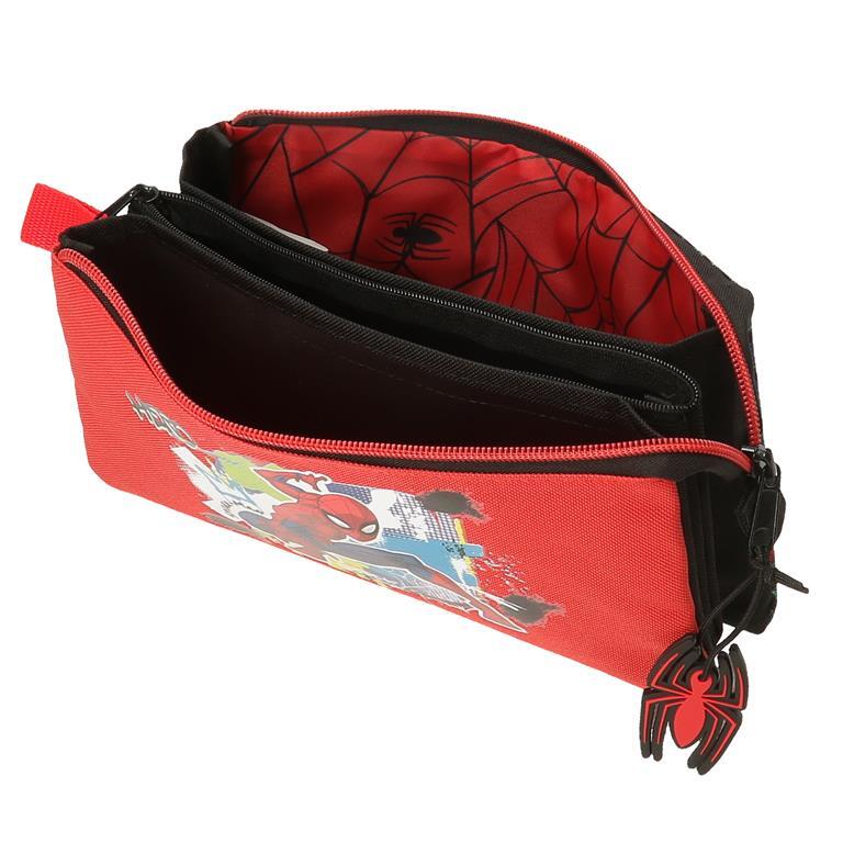 Estuche tres compartimentos Niño Marvel Spiderman urban  12 cm Rojo