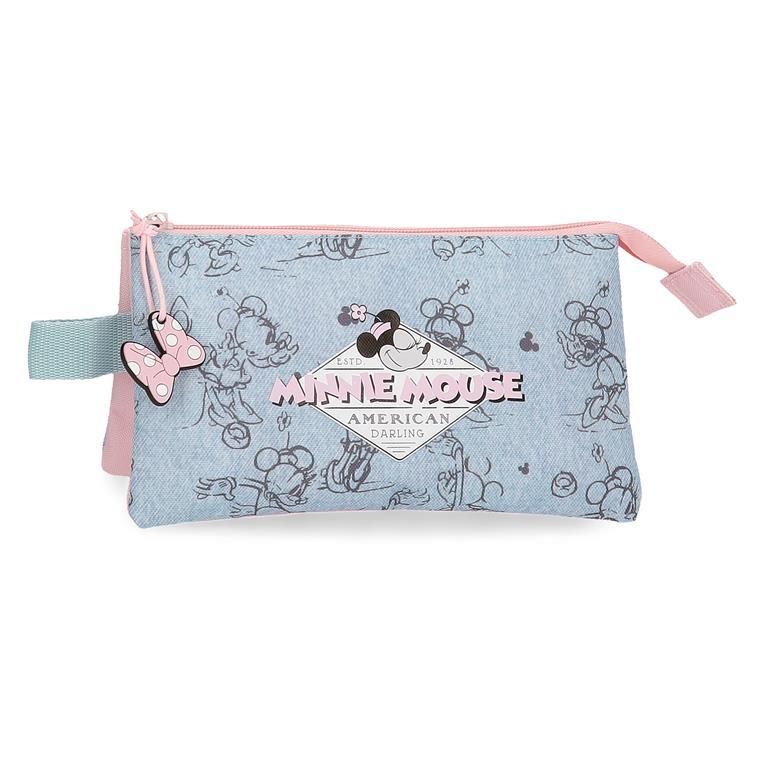 Estuche tres compartimentos Niña Disney Minnie American darling  12 cm Azul