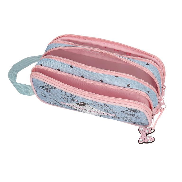 Estojo de três compartimentos Menina Disney Minnie American Darling 10cm Azul 4/6