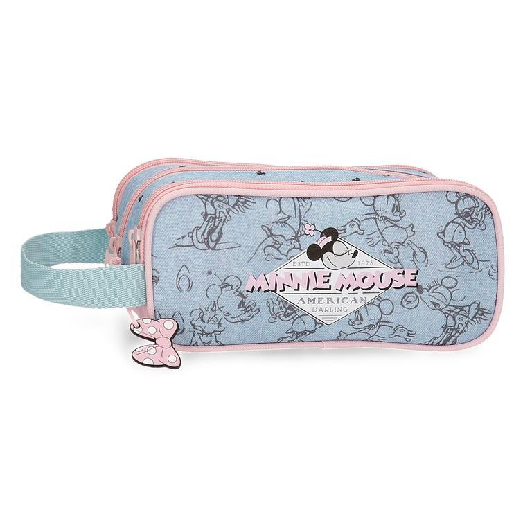 Estuche tres compartimentos Niña Disney Minnie American darling  10 cm Azul