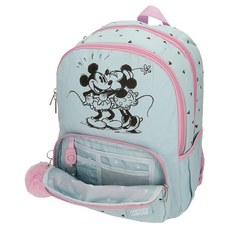 Mochila escolar Menina Disney Kisses M&M de dois compartimentos 44cm Azul 5/6